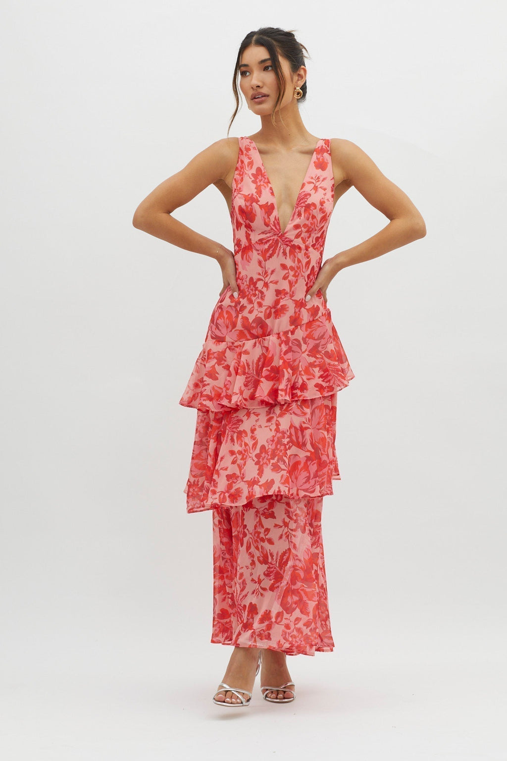 LISA | Maxi Dress with Floral Ruffles