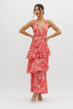 LISA | Maxi Dress with Floral Ruffles