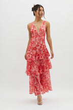 LISA | Maxi Dress with Floral Ruffles