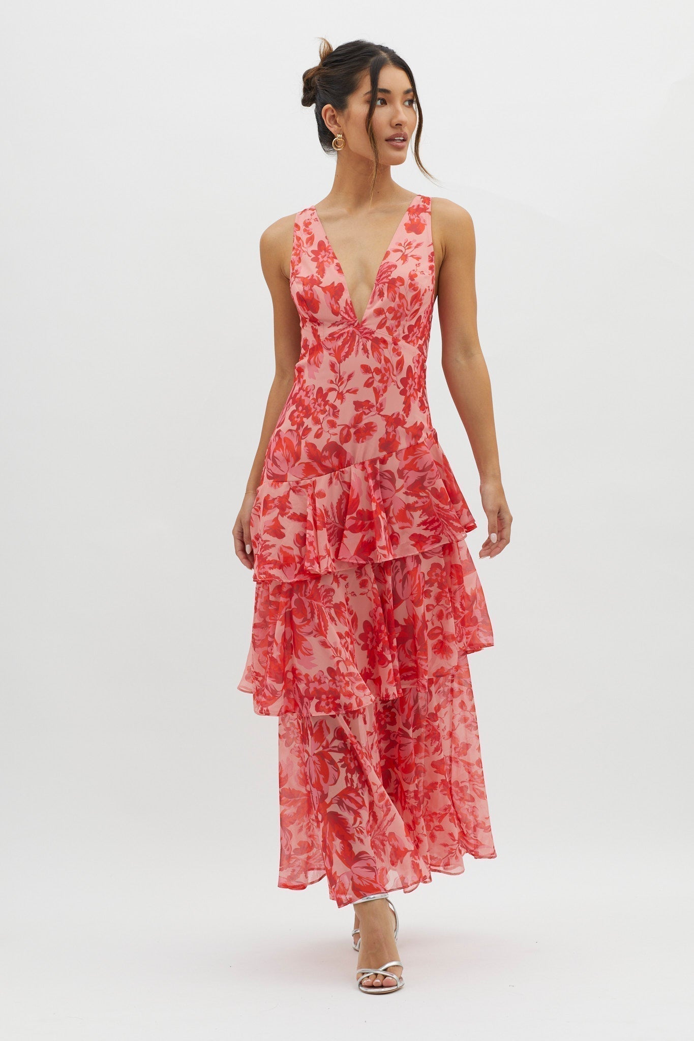 LISA | Maxi Dress with Floral Ruffles