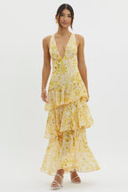 LISA | Maxi Dress with Floral Ruffles