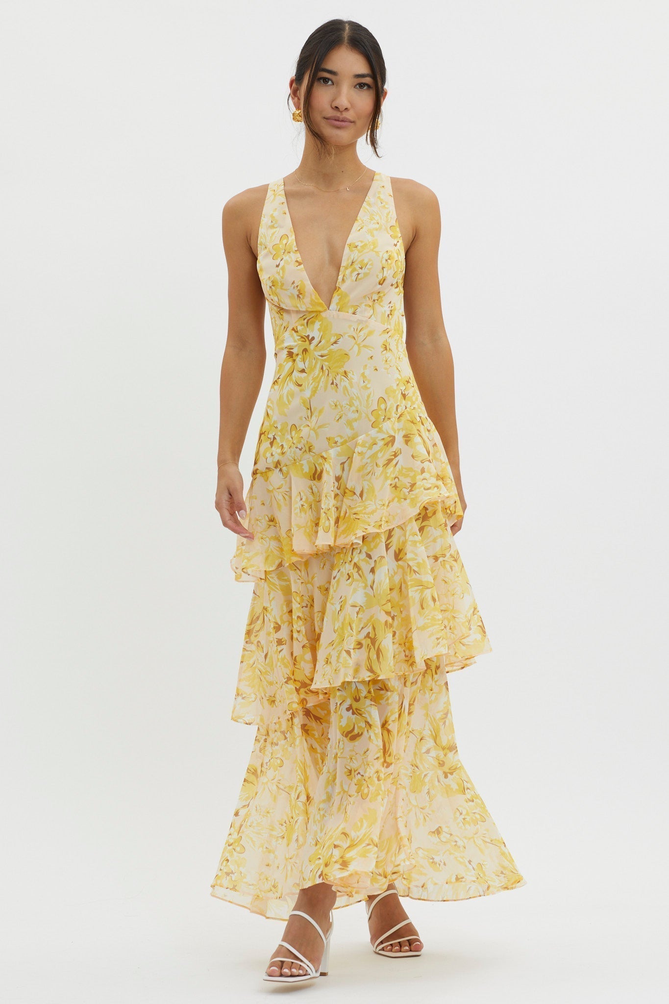 LISA | Maxi Dress with Floral Ruffles