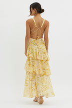 LISA | Maxi Dress with Floral Ruffles