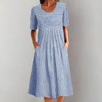 Aquelle™ - Elegantes Midikleid mit maritimen Streifen