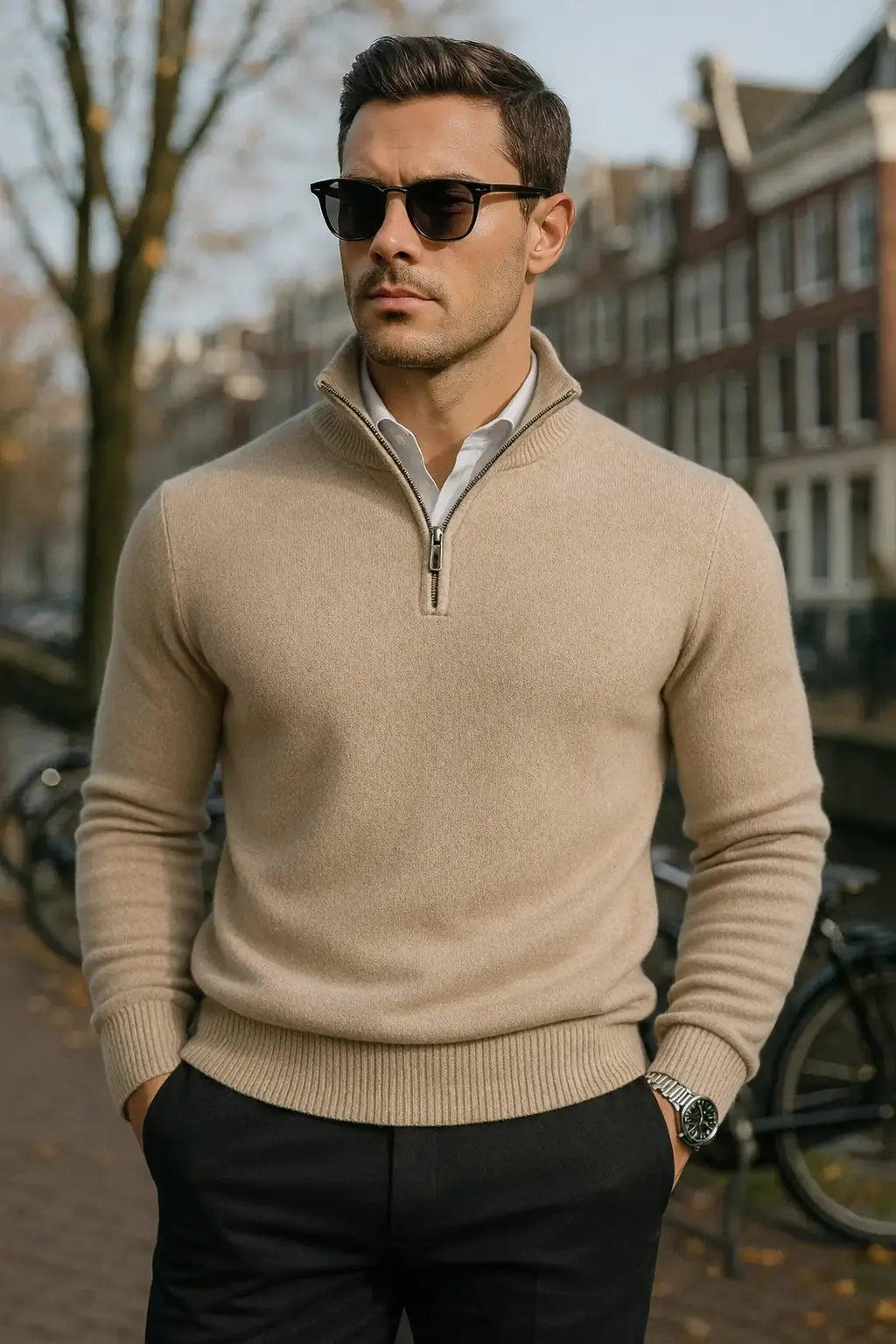 Sommerfeld™ | Windsor Herrenpullover mit Halbreißverschluss