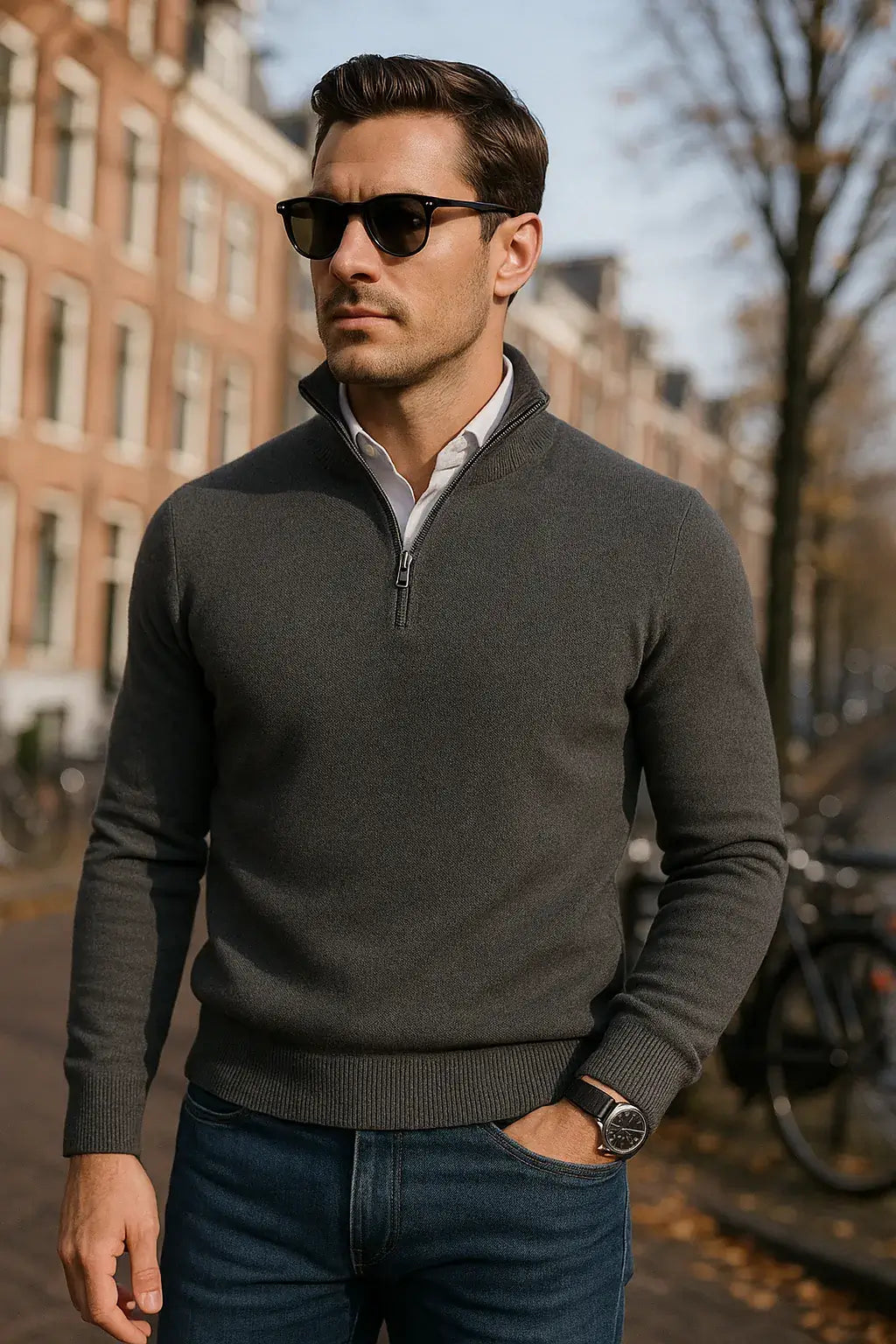Sommerfeld™ | Windsor Herrenpullover mit Halbreißverschluss