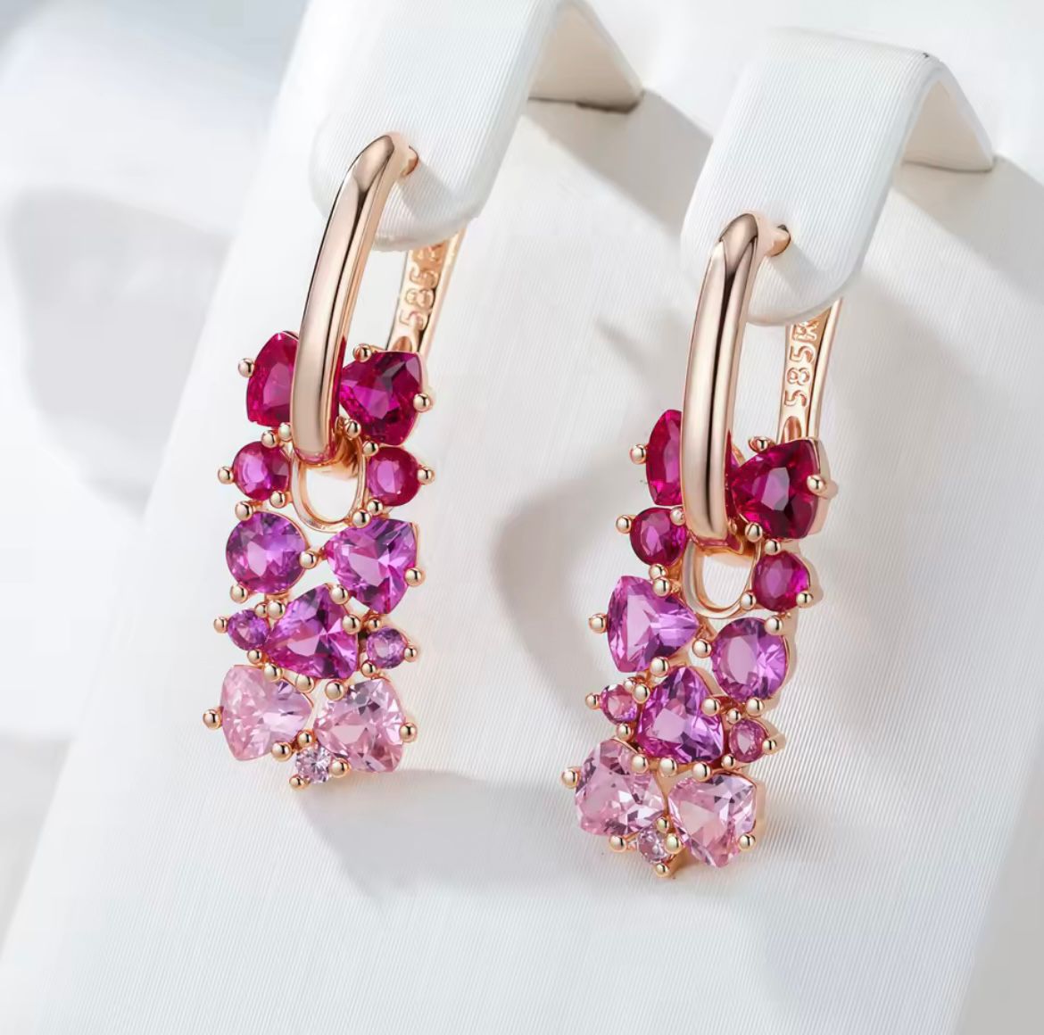 Gradient Stone Earrings for Breast Cancer Awareness