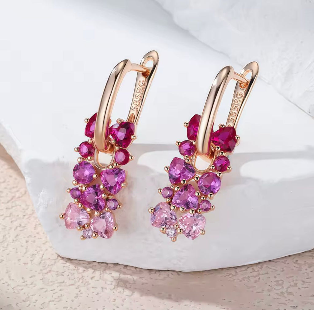 Gradient Stone Earrings for Breast Cancer Awareness