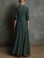 Devine™ - Langes Kleid im grünen Karodesign