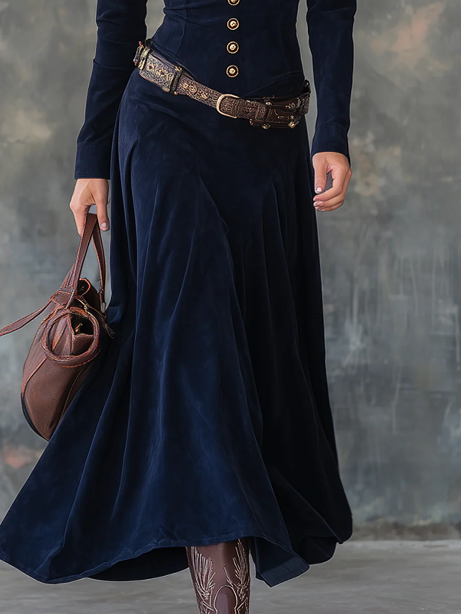 Robie™ – Elegantes Maxikleid in luxuriösem Wildleder-Look mit passendem Gürtel