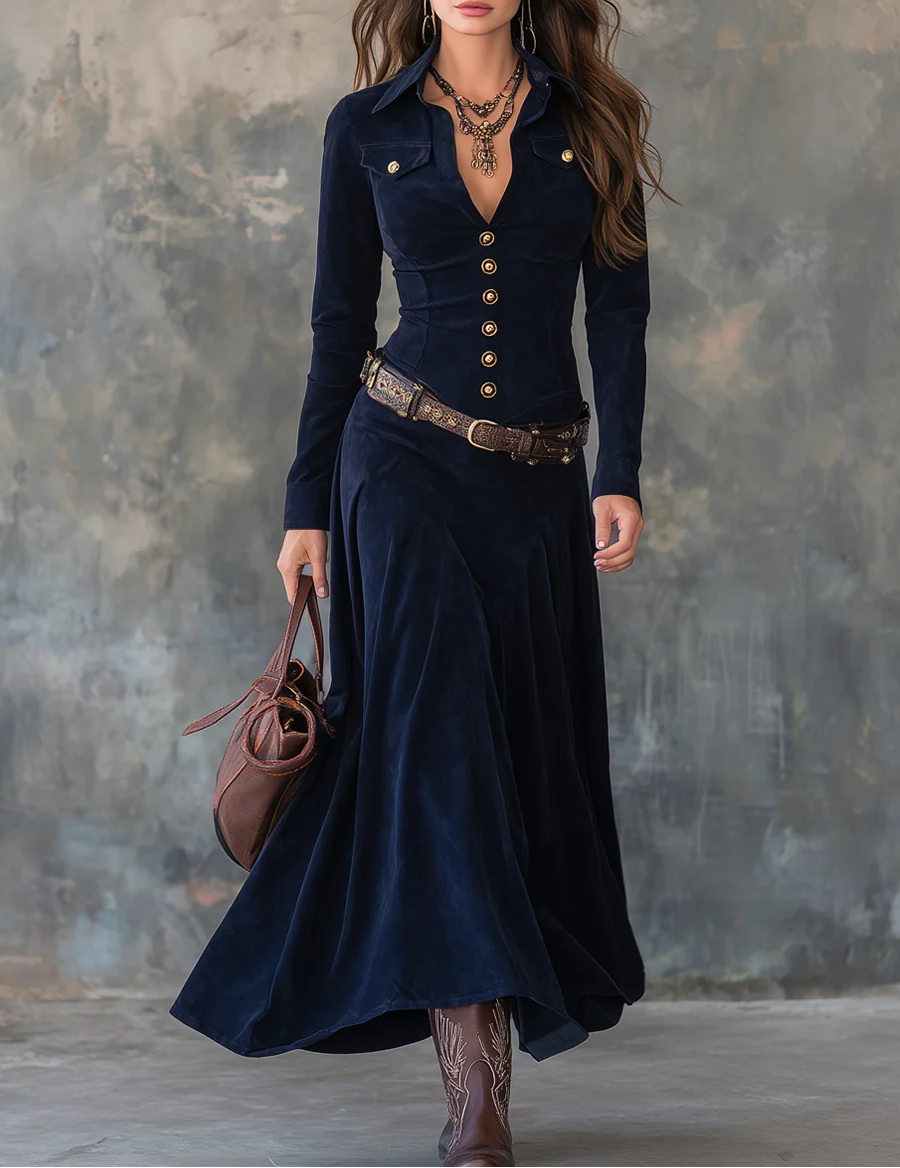 Robie™ – Elegantes Maxikleid in luxuriösem Wildleder-Look mit passendem Gürtel