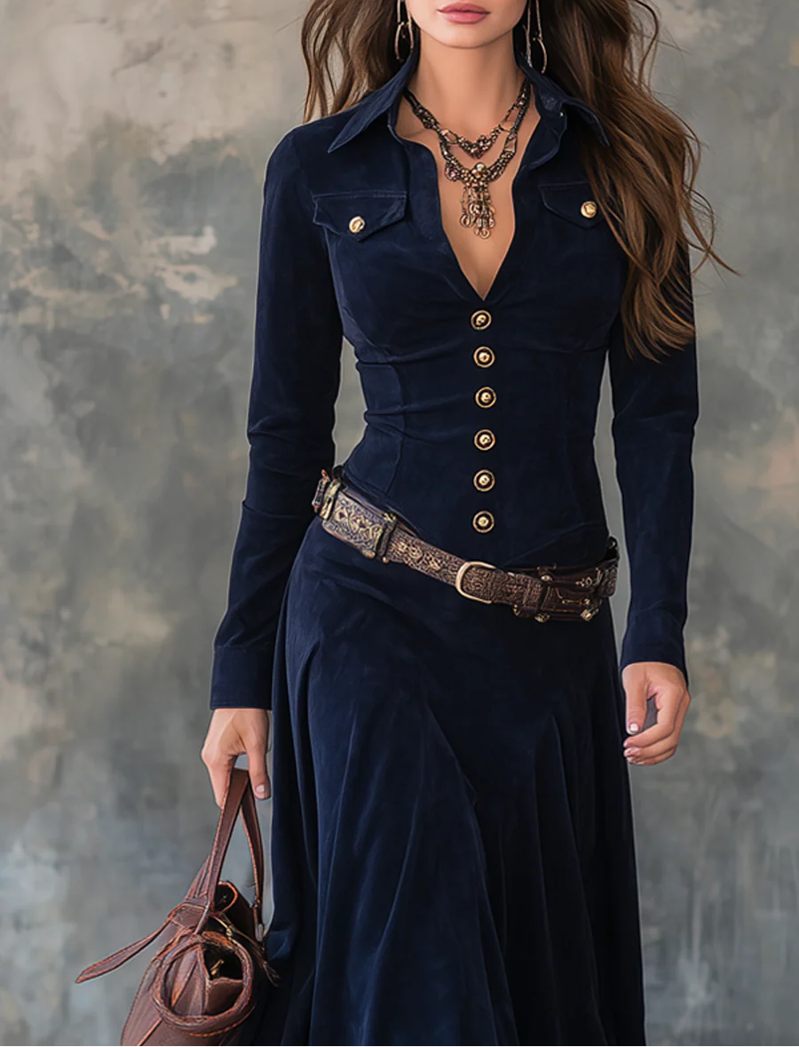 Robie™ – Elegantes Maxikleid in luxuriösem Wildleder-Look mit passendem Gürtel
