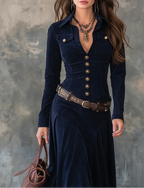 Robie™ – Elegantes Maxikleid in luxuriösem Wildleder-Look mit passendem Gürtel