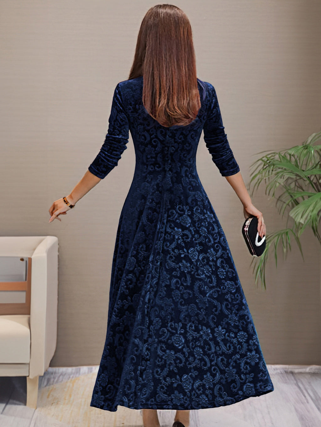 Anny™ - Elegantes V-Ausschnitt Samtkleid für besondere Anlässe