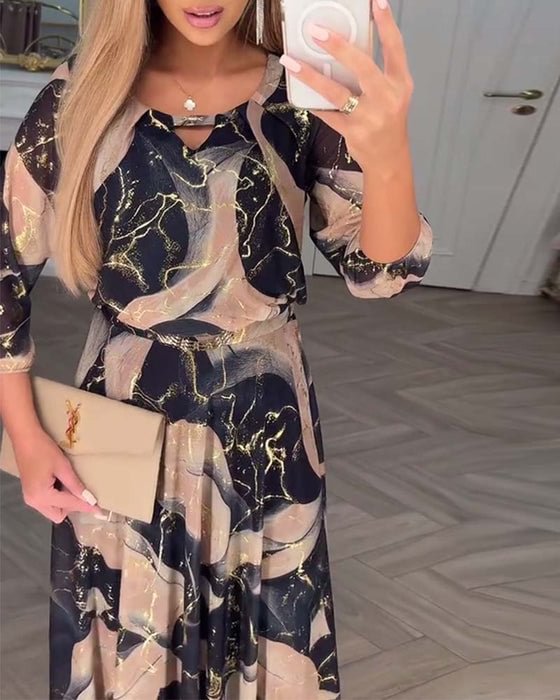Verelle™ – Elegantes Kleid mit Print und 3/4-Ärmeln