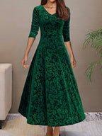 Anny™ - Elegantes V-Ausschnitt Samtkleid für besondere Anlässe