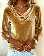 Mary | Elegante Bluse mit Falten-Design in Bernsteinfarbe