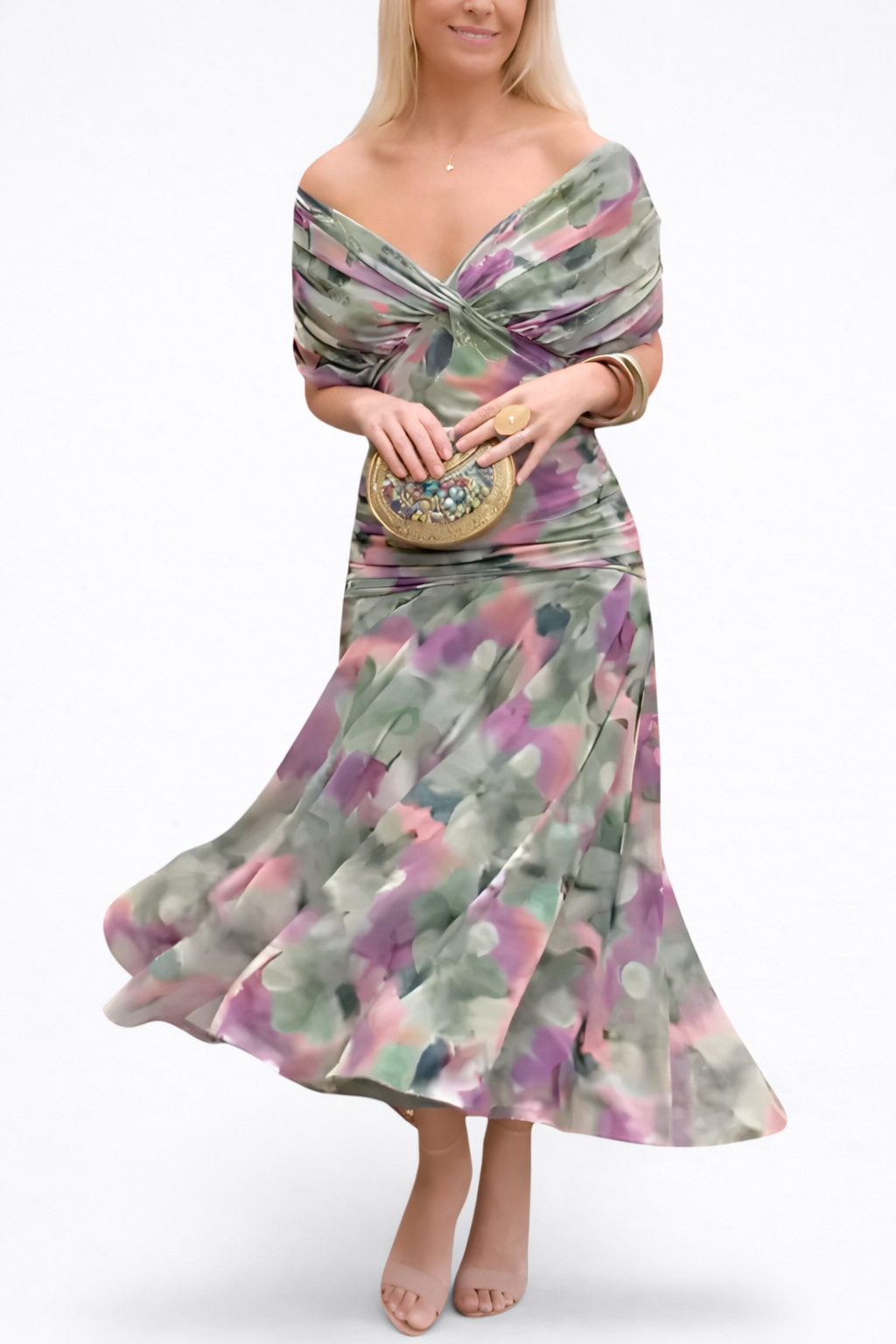 Velora™ | Langärmliges Floral Kleid mit V-Ausschnitt