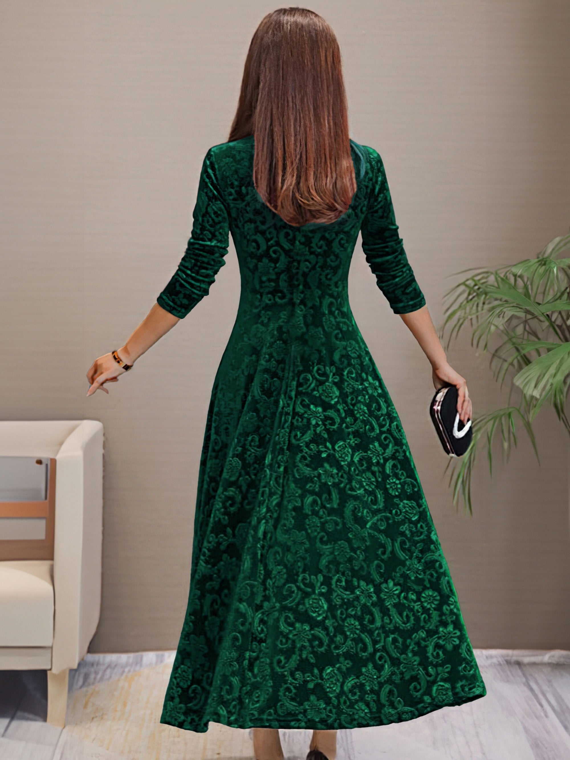 Anny™ - Elegantes V-Ausschnitt Samtkleid für besondere Anlässe