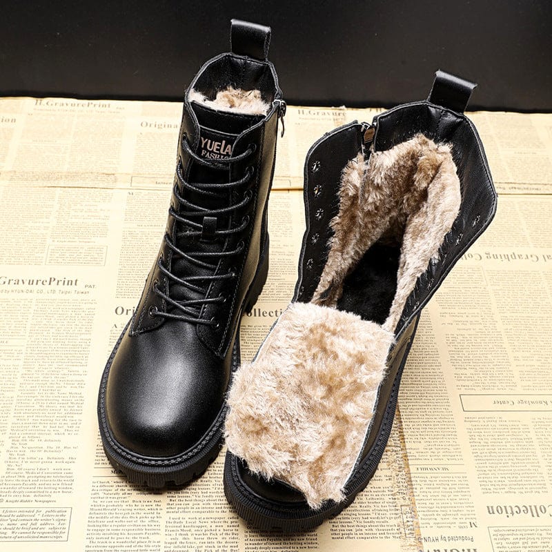 Sommerfeld™ | Elegante schwarze Leder-Winterstiefel