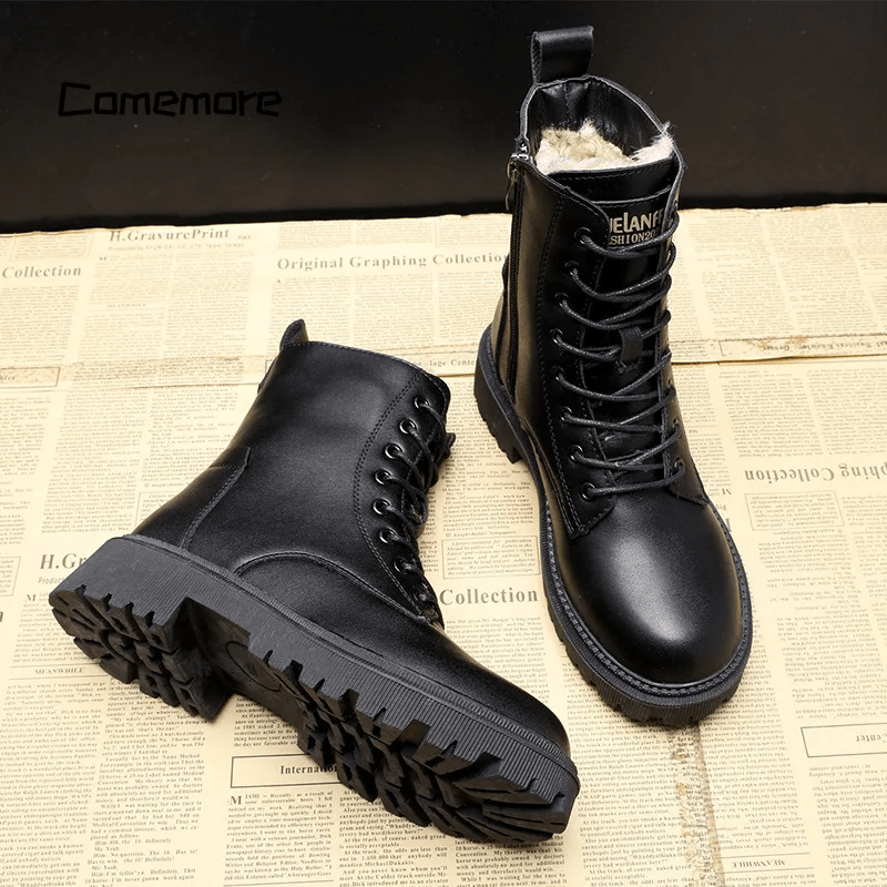 Sommerfeld™ | Elegante schwarze Leder-Winterstiefel