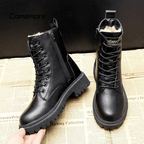 Sommerfeld™ | Elegante schwarze Leder-Winterstiefel