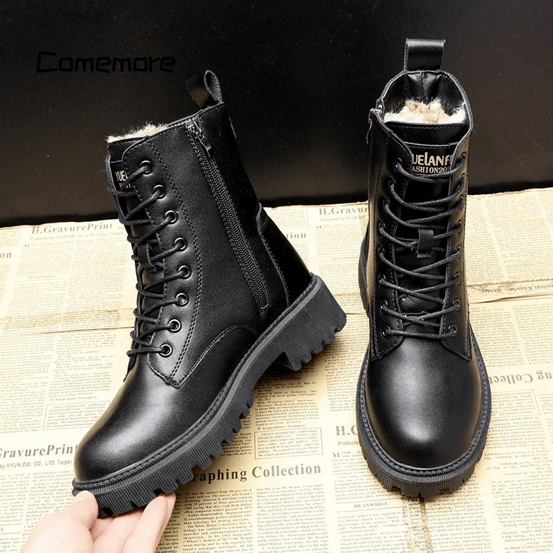 Sommerfeld™ | Elegante schwarze Leder-Winterstiefel