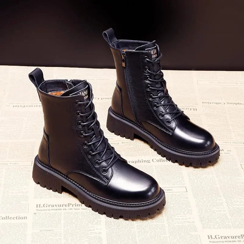 Sommerfeld™ | Elegante schwarze Leder-Winterstiefel