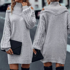 Laira™ – Hochkragen Kleid mit Zopfmuster