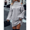 Laira™ – Hochkragen Kleid mit Zopfmuster