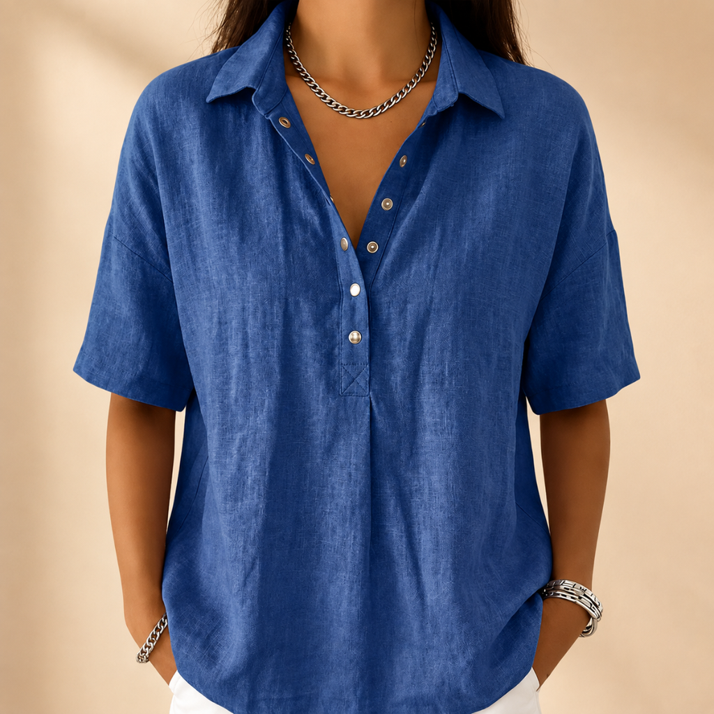 Estella | Bluse mit Kragen und V-Ausschnitt