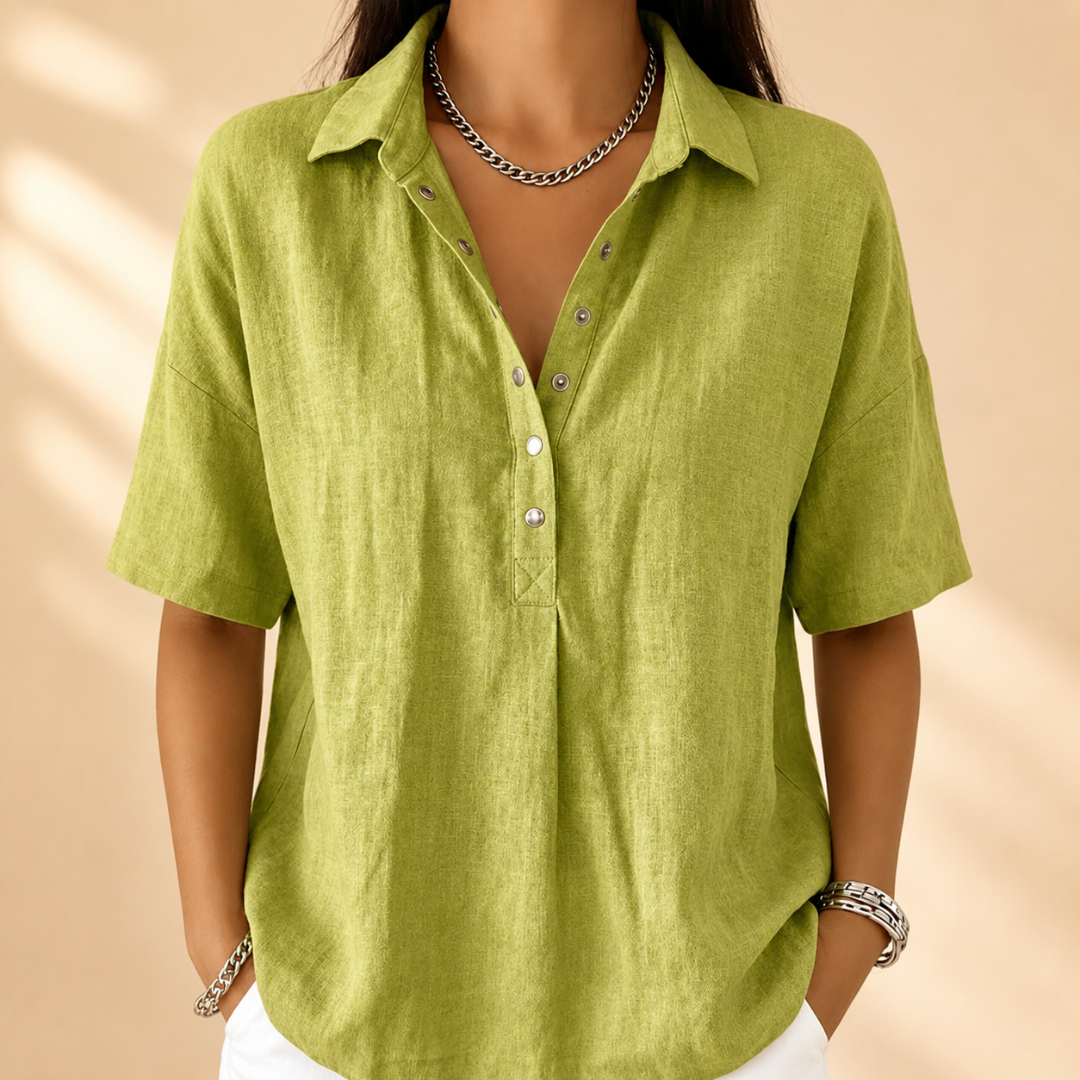 Estella | Bluse mit Kragen und V-Ausschnitt