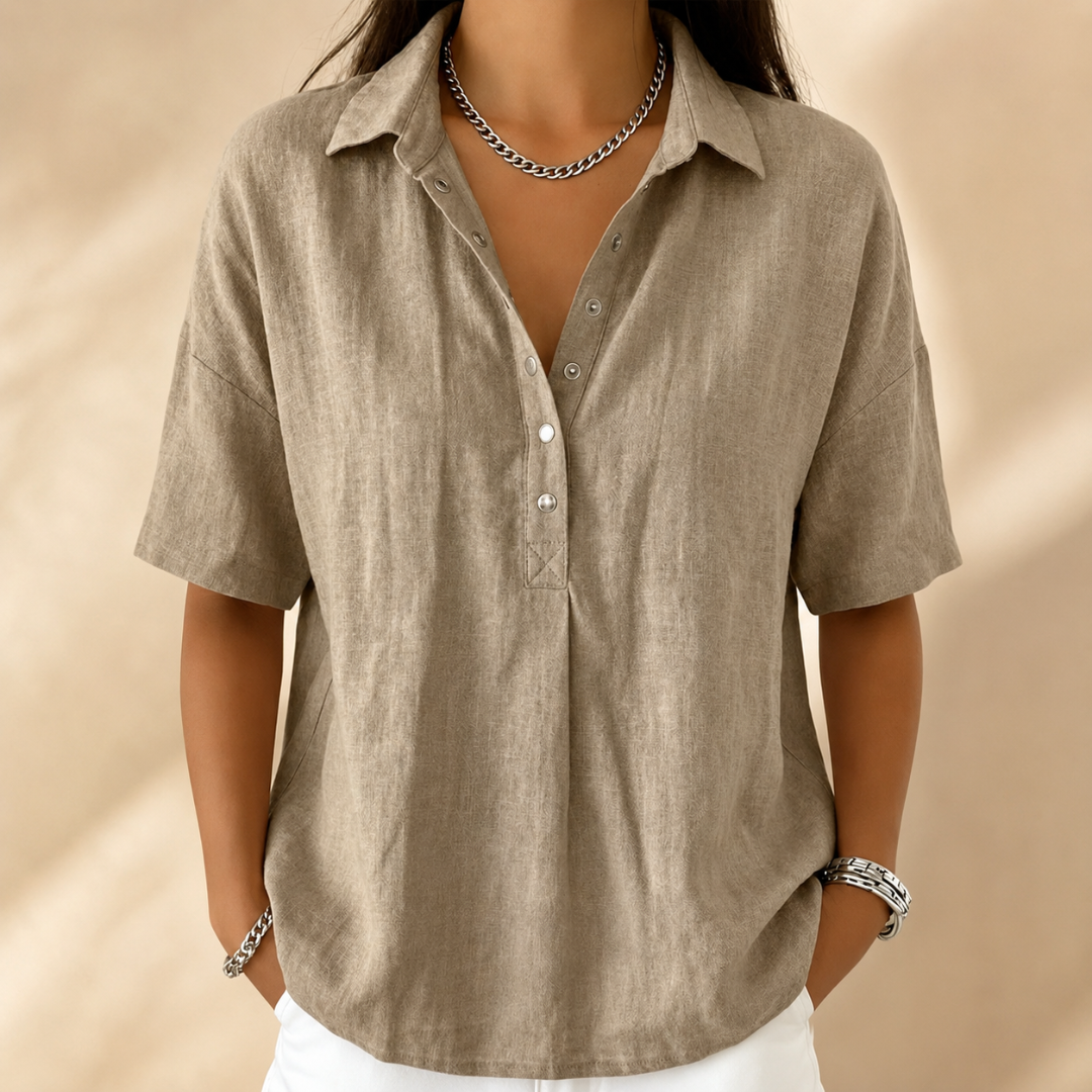 Estella | Bluse mit Kragen und V-Ausschnitt