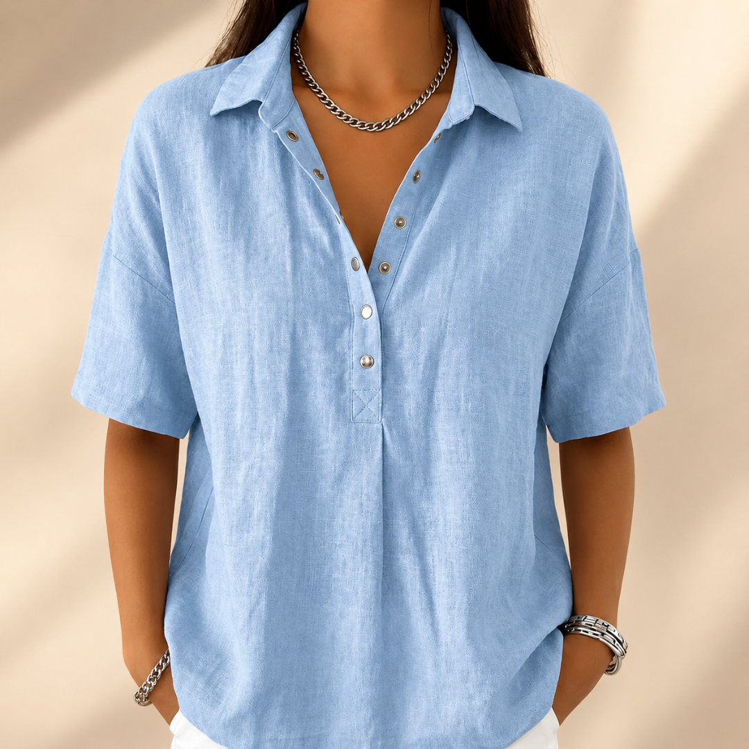 Estella | Bluse mit Kragen und V-Ausschnitt
