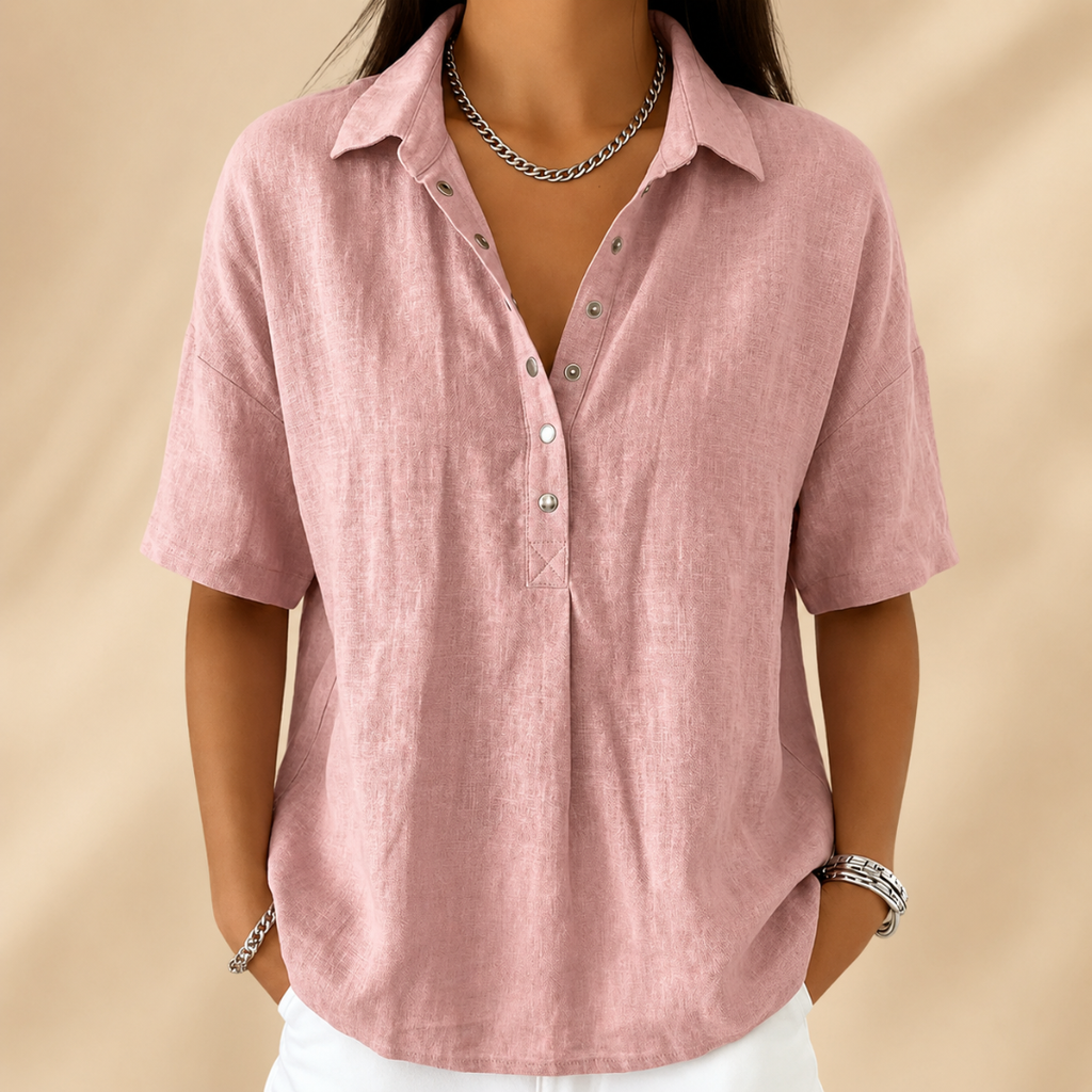 Estella | Bluse mit Kragen und V-Ausschnitt