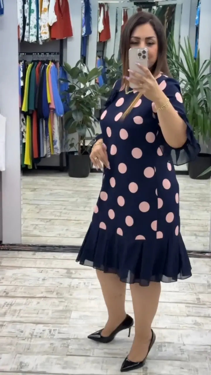 Casiva™ - Retro Kleid mit Faltenrock und Weit ausgestellten Ärmeln