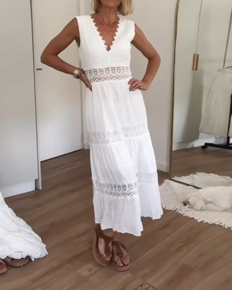 Sora™ – Ärmelloses Boho-Midikleid mit Spitzen-Details