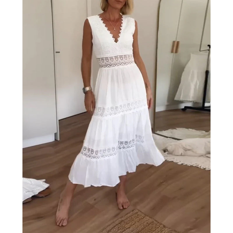Sora™ – Ärmelloses Boho-Midikleid mit Spitzen-Details
