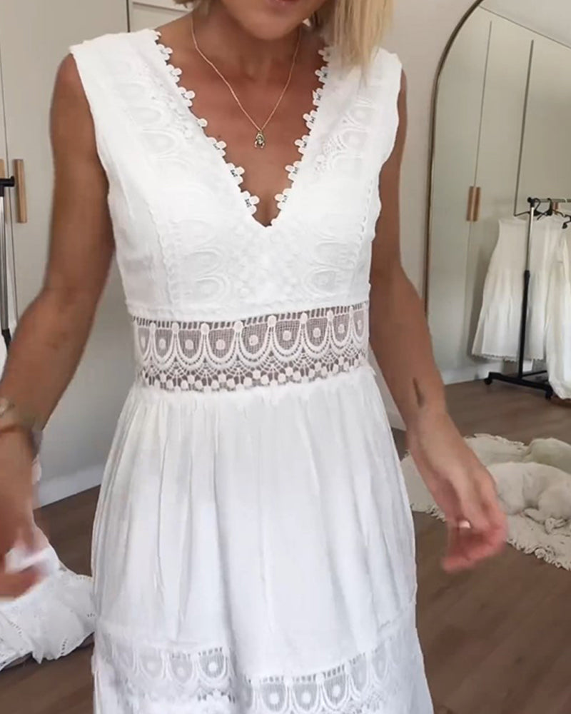 Sora™ – Ärmelloses Boho-Midikleid mit Spitzen-Details