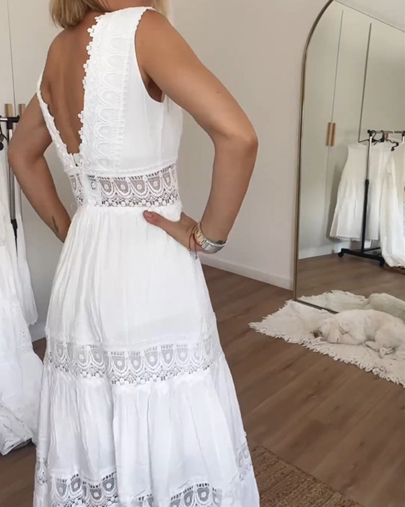 Sora™ – Ärmelloses Boho-Midikleid mit Spitzen-Details