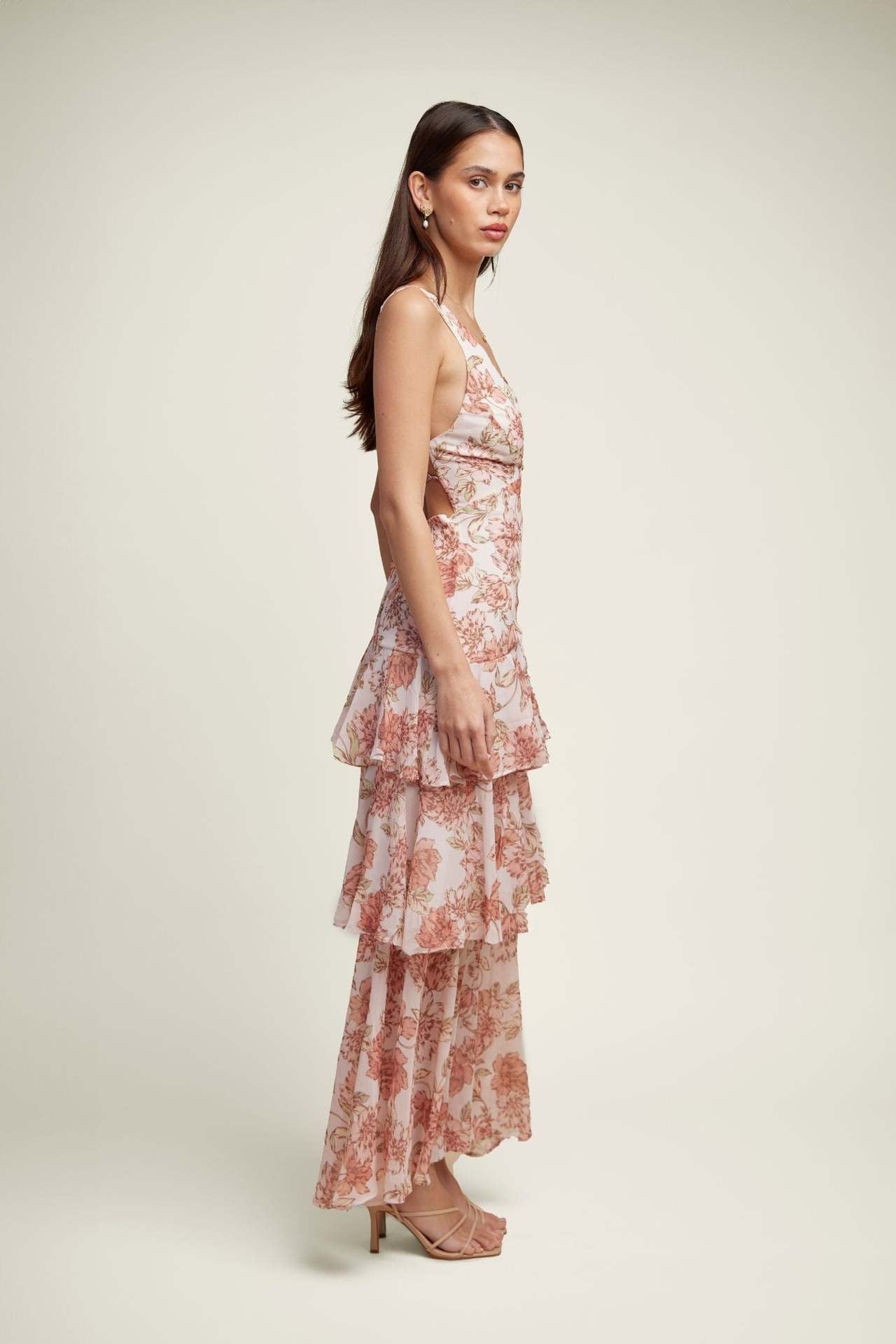 LISA | Maxi Dress with Floral Ruffles