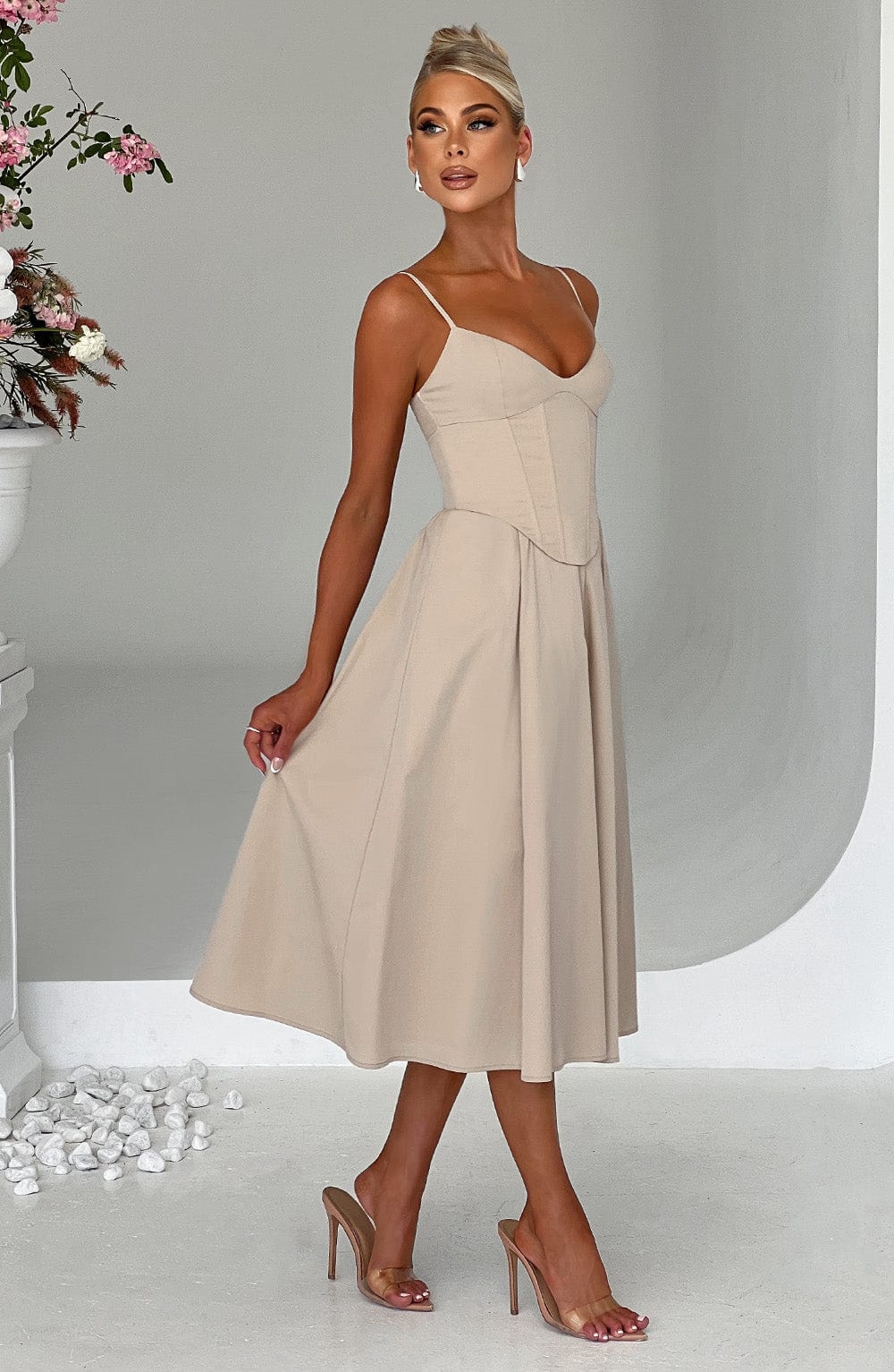 MAILEEN | Elegantes Midi-Kleid mit Korsett-Design