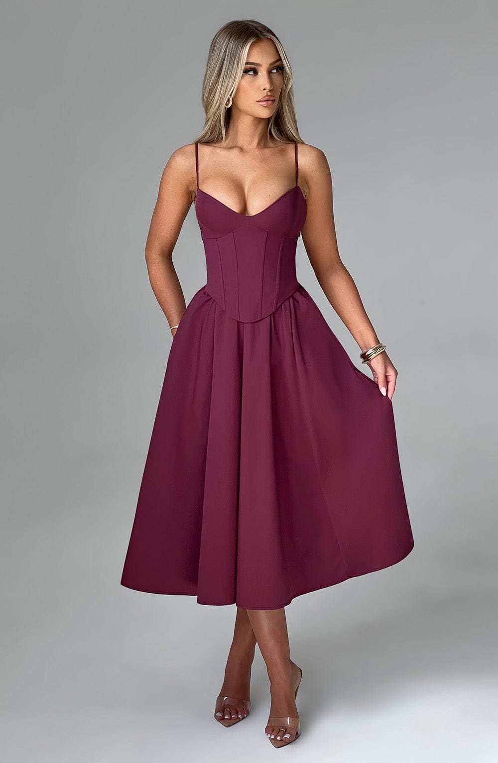 MAILEEN | Elegantes Midi-Kleid mit Korsett-Design