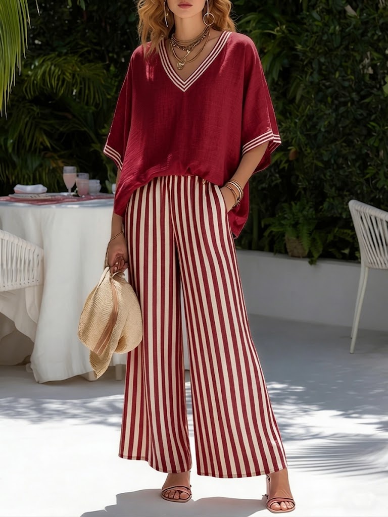 Sommerfeld | Damen Leinen-Set mit gestreiftem Design