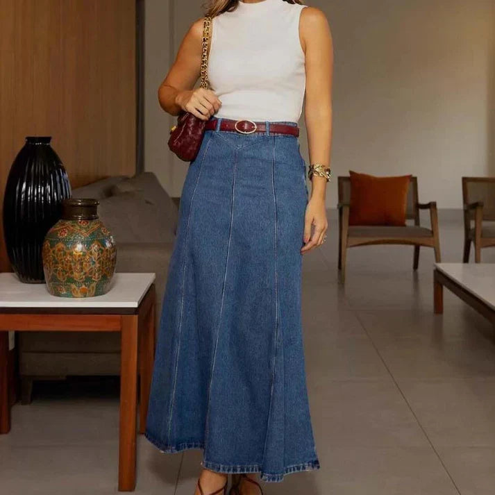 "Mía - Hochtaillierter Denim-Midirock" can be rewritten as "Mía - Hochtaillierter Denim-Midirock in Midi-Länge".