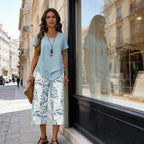 Sommerfeld | Zweiteiliges Set mit asymmetrischem Oberteil und gemusterter Hose