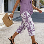 Sommerfeld | Zweiteiliges Set mit asymmetrischem Oberteil und gemusterter Hose