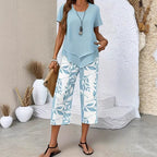 Sommerfeld | Zweiteiliges Set mit asymmetrischem Oberteil und gemusterter Hose